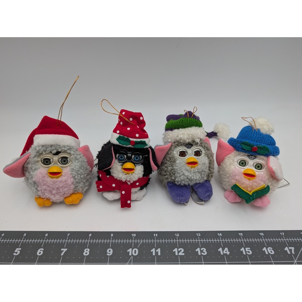 Furby Plush Christmas Ornaments Furbies 1999 Vintage Lot of 4 Tiger Electronics